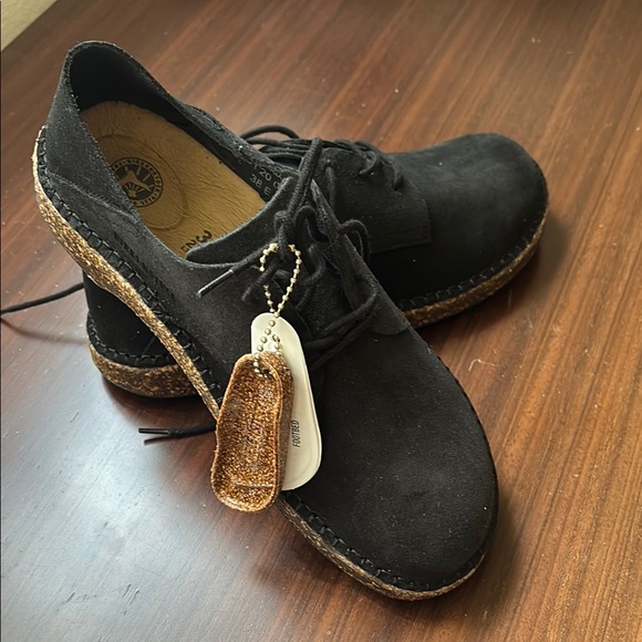 Birkenstock Shoes - Birkenstock Black Suede Lace-Up Shoes